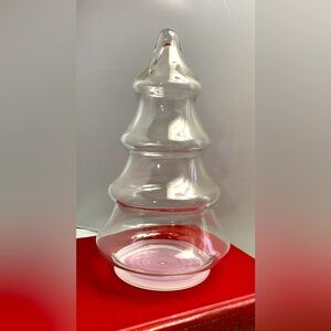 Christmas Tree Jar 7.25"‎ Vintage Glass with Plastic Base EUC